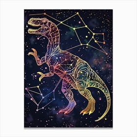 Cyber Celestial Neon Dinosaur 3 Canvas Print