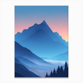 Misty Mountains Vertical Composition In Blue Tone 77 Canvas Print