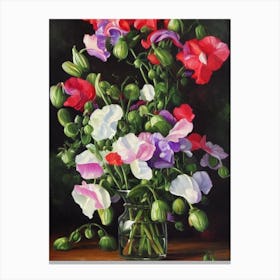 Sweet Vase  Pea Still Life Oil Painting Flower Canvas Print
