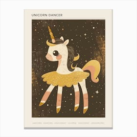 Unicorn In A Tutu Mustard Muted Pastels 3 Poster Canvas Print