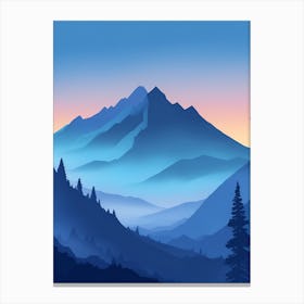 Misty Mountains Vertical Composition In Blue Tone 139 Canvas Print