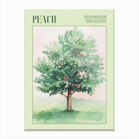 Peach Tree Atmospheric Watercolour Painting 4 Poster Canvas Print