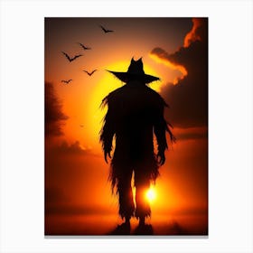 Scarecrow At Sunset 1 Canvas Print