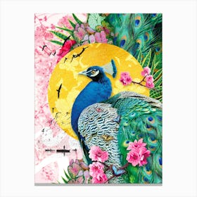 Maximalist Peacock Oriental Inspired Art Canvas Print