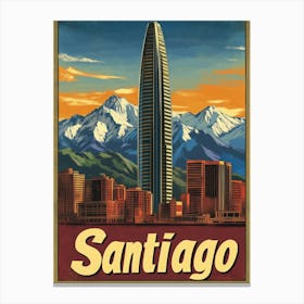 Aihrgdesign A Vintage Travel Poster Of Santiago 5 Canvas Print