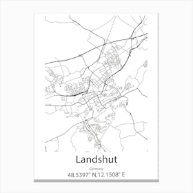 Landshut,Germany Minimalist Map Canvas Print