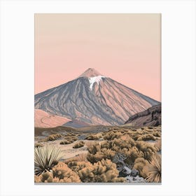 Mount Teide Spain Color Line Drawing (3) Canvas Print