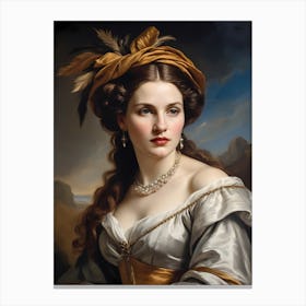 Elegant Classic Woman Portrait Painting (15) Canvas Print