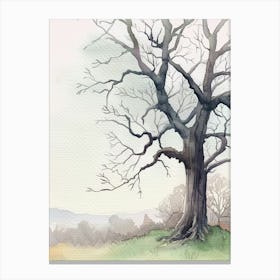 Ebony Tree Atmospheric Watercolour Painting 4 Canvas Print