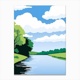 Landscape With Trees And Clouds Canvas Print