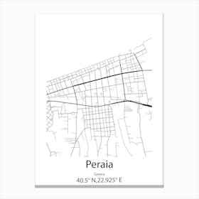 Peraia,Greece Minimalist Map Canvas Print