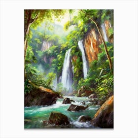 Lush Rainforest With Hidden Waterfalls And Rivers Canvas Print