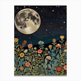 Nature And Moon Style William Morris Canvas Print