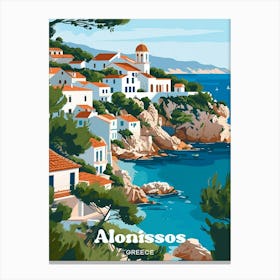 Alonissos Greece Coastal Travel Art Illustration Canvas Print