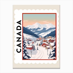 Retro Winter Stamp Poster Whistler Canada Canvas Print