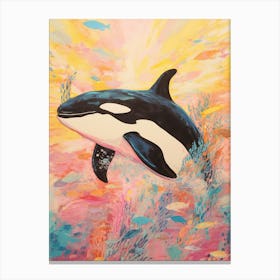 Pastel Crayon Underwater Orca Whale Drawing 2 Canvas Print