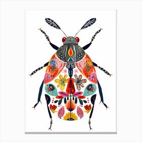 Colourful Insect Illustration June Bug 10 Canvas Print