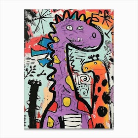 Abstract Dinosaur Graffiti Style Painting 4 Canvas Print