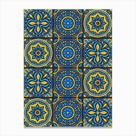 Blue And Yellow Tile Pattern Canvas Print