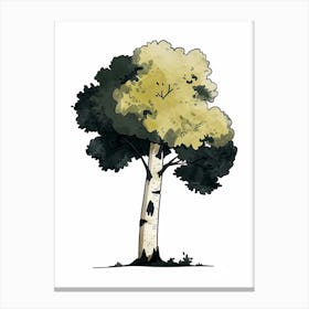 Birch Tree Pixel Illustration 4 Canvas Print