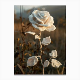White Rose Knitted In Crochet 4 Canvas Print