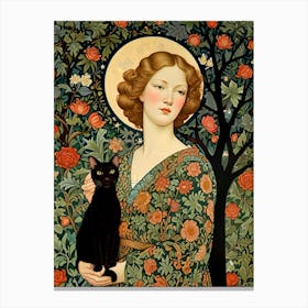 William Morris Lady With A Black Cat Canvas Print