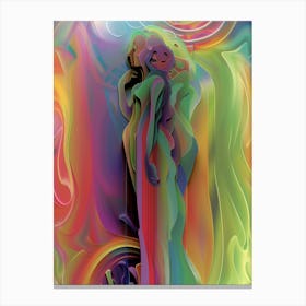 Woman standing, colorful, abstract, "Enchanted" Canvas Print