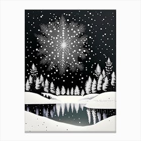 Snowflakes, Falling By A Lake, Snowflakes, Marker Art 1 Canvas Print