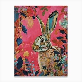 Floral Animal Painting Rabbit 3 Canvas Print