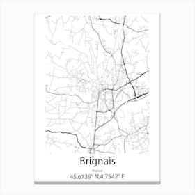 Brignais,France Minimalist Map Canvas Print