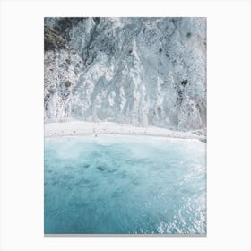 Blue And White Coastline, Portrait Canvas Print