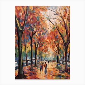 Autumn City Park Painting Battersea Park London 3 Canvas Print