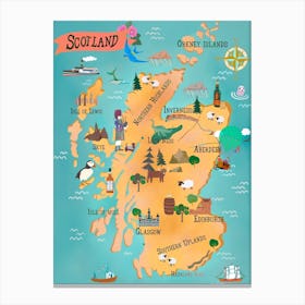 Scotland Map Canvas Print