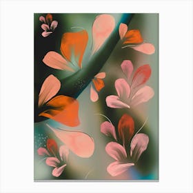 Petals Orange and Pink Abstract Painting Canvas Print