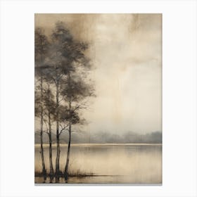 Forest Lake Watercolor Painting Canvas Print