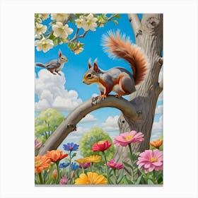 Squirrel In The Garden Canvas Print