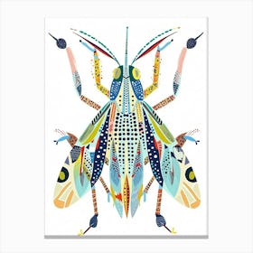 Colourful Insect Illustration Katydid 4 Canvas Print