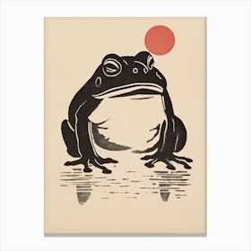 Frog Matsumoto Hoji Inspired Japanese Neutrals And Red 5 Canvas Print