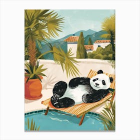 Giant Panda Relaxing In A Hot Spring Storybook Illustration 1 Canvas Print