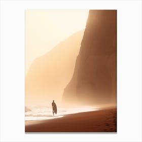Person With Surfboard On Navagio Beach Shipwreck Beach 1 Canvas Print