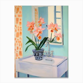 A Vase With Orchid, Flower Bouquet 2 Canvas Print