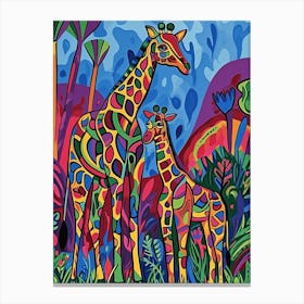 Geometric Giraffe Family 2 Canvas Print