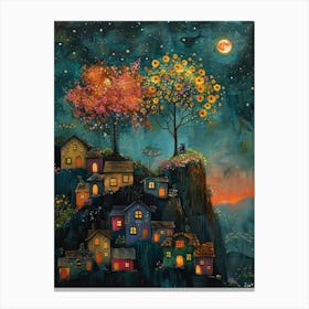 Night In The Village 1 Canvas Print