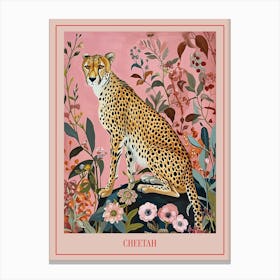 Floral Animal Painting Cheetah 3 Poster Canvas Print