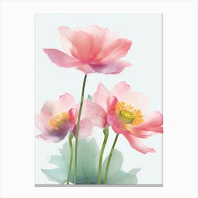 Lotus Flowers Acrylic Painting In Pastel Colours 5 Canvas Print