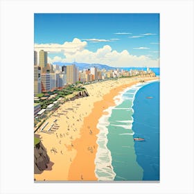 Copacabana Beach, Brazil, Flat Illustration 3 Canvas Print