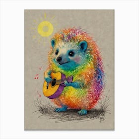 Hedgehog Playing Guitar 3 Canvas Print