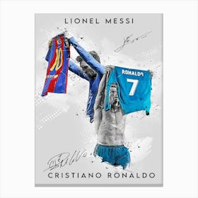 Messi Ronaldo Street Art Canvas Print