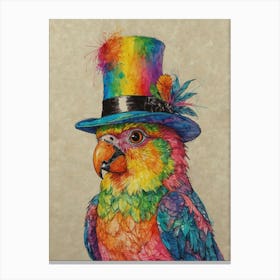 Parrot In Top Hat 1 Canvas Print