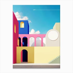 Colorful Buildings — Minimalistic travel posters, Boho travel art, aesthetic poster Canvas Print